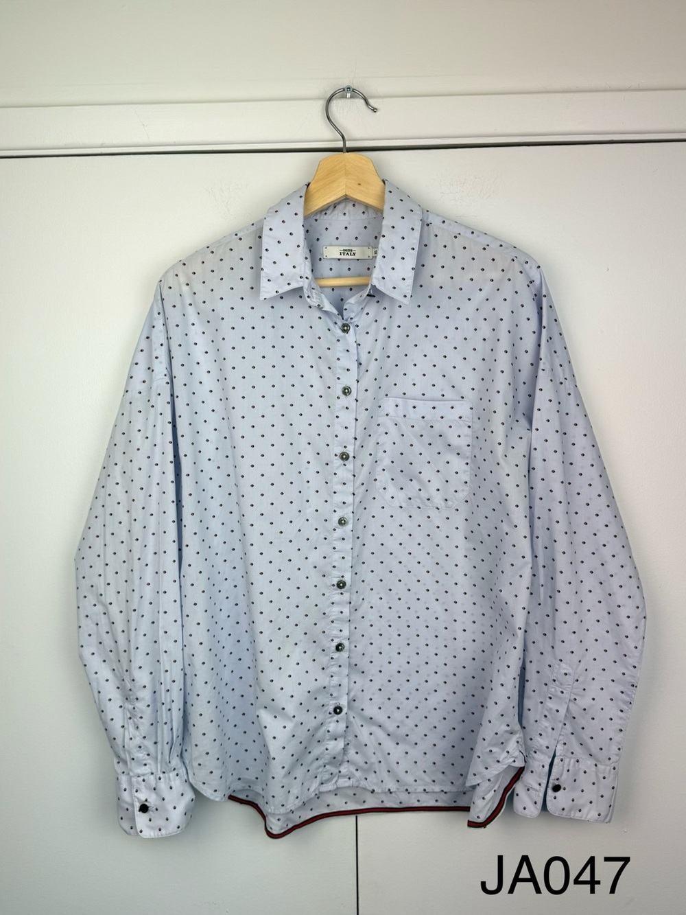 0039 Italy Geometric Print Button Down Shirt XS